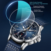Montre automatique pour homme MTJ-5204, montre mécanique à bracelet en cuir, 46 mm, Automatikuhr, résistante à l'eau 3 BAR