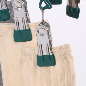 Stainless Steel Multi Clip Sock Drying Rack Dark Green Gullwing Design For Balcony Use With Strong Load Capacity - Product Image 4
