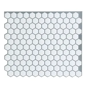 לבן משושה backsplash מדבקות קיר קליפה 10.5 ''x 9'' 3D ג 'ל הבלטה אבן אריח