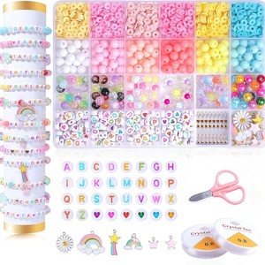 Kit de Fabricación de Pulseras de Cuentas para Niños, Cuentas de Letras en Colores Pastel, Set de Manualidades de Joyería - Product Image 1