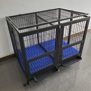 <span class=keywords><strong>Cage</strong></span> pour chien pliable de luxe en fer à double porte simple couche personnalisée de haute qualité et confortable en vente - Product Image 3