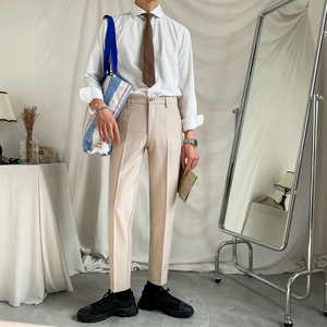 Camicia da <span class=keywords><strong>uomo</strong></span> alla moda <span class=keywords><strong>in</strong></span> <span class=keywords><strong>cotone</strong></span> stile britannico a maniche lunghe <span class=keywords><strong>abito</strong></span> da lavoro Casual tinta unita per tutte le stagioni per la primavera - Product Image 2