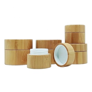 10Ml 20Ml <span class=keywords><strong>50Ml</strong></span> Mỹ Phẩm Kem Container Du Lịch Mẫu Nhựa Bên Trong Tự Nhiên Đôi Tường Tre Chum Với Bằng Gỗ Nắp - Product Image 1