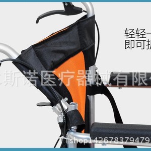 Silla de ruedas plegable portátil para ancianos y niños con asiento acolchado, cochecito de viaje manual, marco ligero de acero - Product Image 4