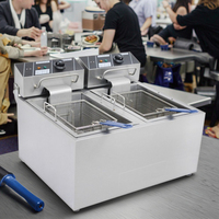 Usine directe 220V Double réservoir petite friteuse en acier à pression friteuse électrique dessus de Table pour Restaurant