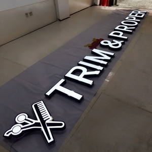 Letrero de Acero Inoxidable Pintado <span class=keywords><strong>para</strong></span> Barbería con Letras de Canal Iluminadas Frontalmente, Letrero Comercial con Letras <span class=keywords><strong>LED</strong></span> 3D <span class=keywords><strong>para</strong></span> Publicidad de Negocios - Product Image 4