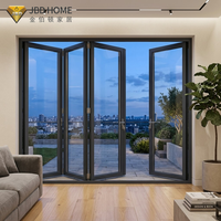Système de porte patio pliante en aluminium robuste, résistant aux ouragans, avec verre, pour balcon, jardin, extérieur, à rupture de pont thermique, NFRC
