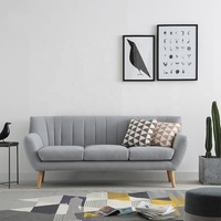 Canapé sectionnel carré moderne 3 places avec pieds en bois et revêtement en tissu pour appartements et salons d'hôtel