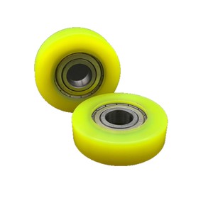 Ruedas Recubiertas de Poliuretano con Rodamientos de Bolas, Color Amarillo Resistente al Desgaste - Product Image 1