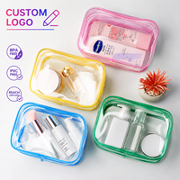 Sac de lavage en PVC cosmétique transparent sac de maquillage de voyage dames à glissière PV clair maquillage étui cosmétique luxe petit Mini sac rose