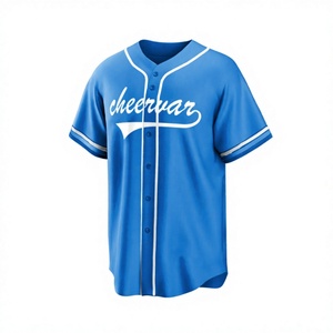 เสื้อเบสบอลสีน้ำเงิน Cheervar แบบยูนิเซ็กส์ แขนสั้น คอวี ทรงปกติ ระบายอากาศได้ดี ผลิตจากโพลีเอสเตอร์ สำหรับผู้ใหญ่ ใส่ได้ทุกฤดู พิมพ์ลายสกรีน - Product Image 1