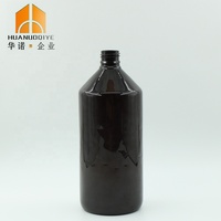 Bouteille vide en plastique de couleur ambre PET de 32oz 1000ml avec ligne de mesure pour le sirop anti-tabac liquide médical