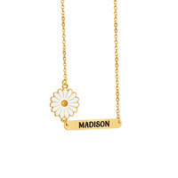 Kalung Rantai Baja Anti Karat Emas dengan Liontin Lucu yang Dapat Diukir Sesuai Pesanan, Motif Bunga Daisy, Kalung 'You Are My Sunshine'
