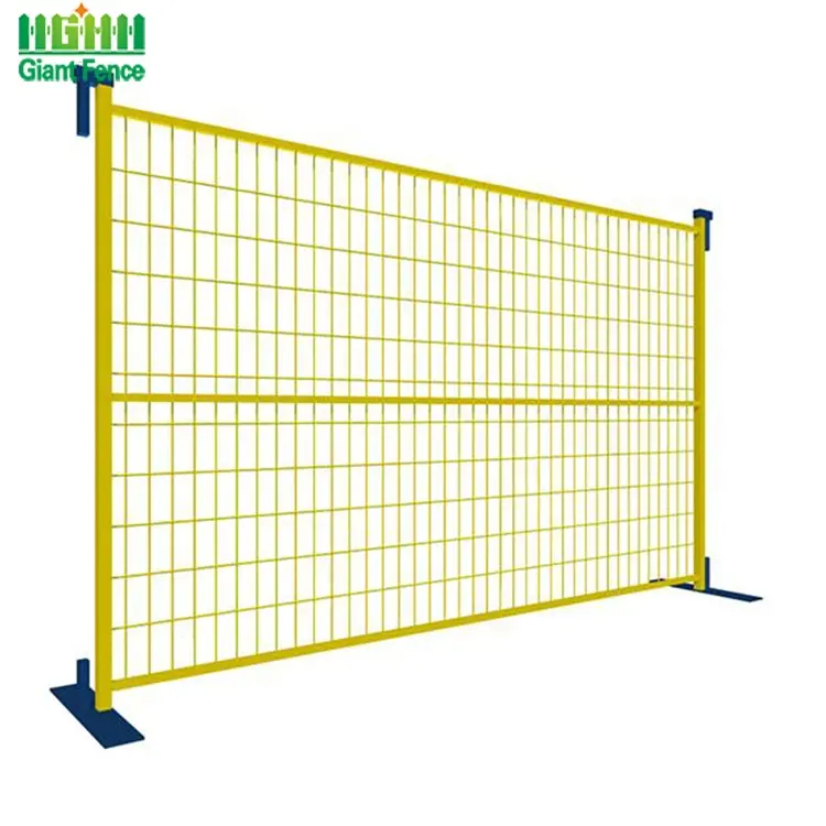 Canada Metal Construction Yellow PVC Panel Temporary Fencing and Gate Security Hot Sale Steel Wire Coated Frame