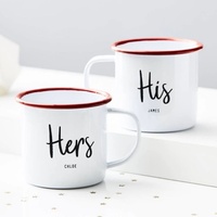 Mug en émail personnalisé de 12 oz, sans danger pour les aliments, en acier métallique, pour le camping, le bureau, café, isolation sous vide, sublimation