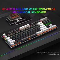 LEAVEN K550 Keyboard Gaming Mekanik 87-Key Blue Axis Desain Baru dengan Keycaps DIY yang Dapat Ditukar (Hot Swappable) Hitam & Putih