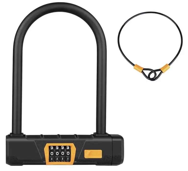 Bicycle U Lock Security Cycling Lock Motorcycle Electric Bike 4-Digit Combination Anti-theft Password U-shaped Lock