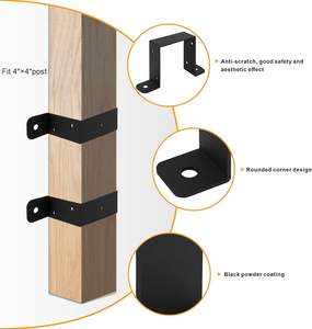 Collier de serrage <span class=keywords><strong>pour</strong></span> tube carré 4x4, noir, <span class=keywords><strong>pour</strong></span> <span class=keywords><strong>poteau</strong></span> de clôture, fixation de garde-corps de balcon et d'escalier - Product Image 3