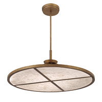 Lustre LED rond vintage moderne du milieu du siècle en albâtre, finition laiton vieilli, pour table à manger, hall d'entrée, luminaire décoratif