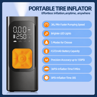 Pompe à pneus électrique portative 150 PSI avec batterie intégrée, compresseur d'air rechargeable, écran LCD, arrêt automatique, pour véhicule et moto