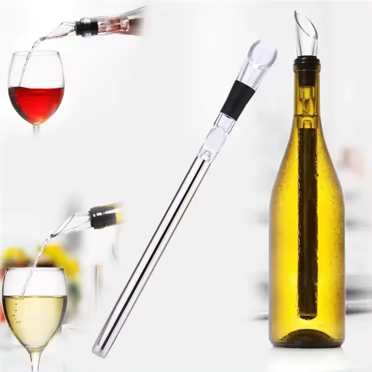 Phong cách đến Vội Vã Xô đá thép không gỉ barware rượu pourer với CHILL Rod Chai làm mát máy làm lạnh Stick Spout Aerator