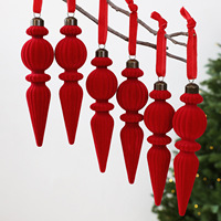 Hiasan Gantung Pohon Natal Mewah Grosir, Set Icicle Berlapis Burgundy, Bola Natal Bentuk Khusus, Ornamen Liburan