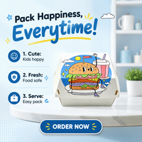 Boîtes à hamburgers en papier biodégradables écologiques, contenants alimentaires jetables compostables pour hamburgers, sandwichs à emporter