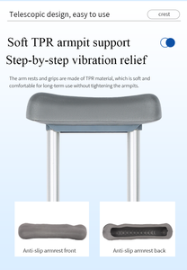 Vente d'usine, béquille pliable en aluminium réglable sous le bras, aide à la marche, béquilles médicales sous le bras, canne de marche - Product Image 6