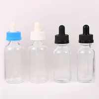 Botella transparente con gotero de cristal y tapa negra, 5ml, 10ml, 15ml, 20ml, 30ml, 50ml, 100ml