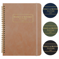 Agenda hebdomadaire 2027, carnet à spirales en PU, couverture rigide de qualité supérieure, format A5, papier 100 g/m², agenda, estampage à chaud doré, meilleurs cadeaux, Cuadernos