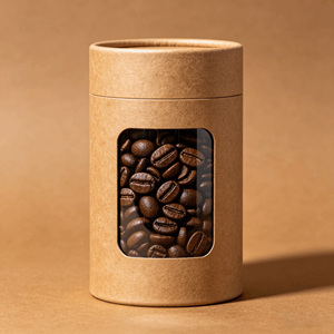 Tube en papier kraft écologique et recyclable personnalisé pour l'emballage du café avec couvercle personnalisé, estampage à chaud et finition invisible - Product Image 2