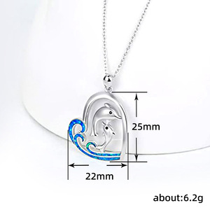 Collar con colgante de corazón de delfín para mujer, joyería bonita y moderna, regalo para uso diario - Product Image 5