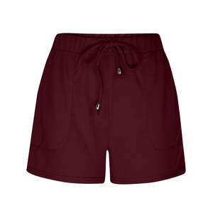 กางเกงขาสั้นลำลองสำหรับผู้หญิง ใส่ได้ทั้งฤดูร้อน ชายหาด ออกกำลังกาย ยิม โยคะ วิ่ง ผลิตจากผ้าสแปนเด็กซ์/โพลีเอสเตอร์ ยางยืด ปรับเอวได้ มีกระเป๋า ระบายอากาศได้ดี แห้งเร็ว - Product Image 1