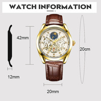 Aokusaic Automatic Mechanical Watch Herren Business Fashion Freizeit Top Marke Wasserdichte Leder uhr