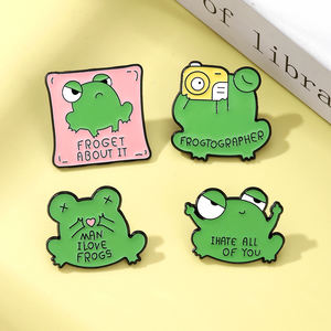 YINIメーカーかわいいカエル漫画亜鉛合金エナメルピン-UV印刷クラフトユーモラスなスローガンバッジコレクション & ギフト用 - Product Image 3