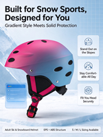 Casque de ski pour adulte, casque de snowboard, casque de sécurité pour sports de neige de couleur dégradée avec sangle pour masque de ski pour le ski en plein air en hiver