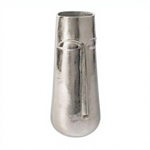 Jarrón minimalista de metal para mesa, hecho a mano, con acabado plateado, jarrones decorativos para flores, decoración moderna para el hogar, accesorios para el hogar, maceta. - Product Image 1