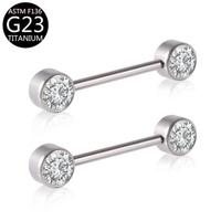 ASTM-F136 Titanium Nipple Rings Piercing Opal Tapered Tip Straight Rod Nipple Ring Ear Bridge Piercing Body Piercing Jewelry