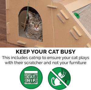 Rumah garuk kucing multi tingkat kustom rumah mainan goresan kucing lucu besar dalam ruangan rumah kardus untuk kucing - Product Image 5
