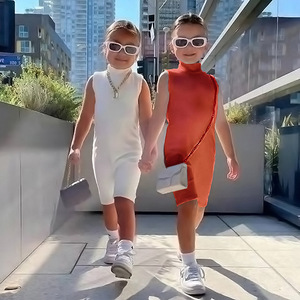 Combinaisons sans manches 100% coton pour petites filles, tenues d'été, nouvelles combinaisons unies fantaisie, ensembles de vêtements pour bébés, boutique - Product Image 1