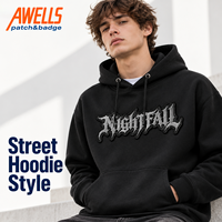 Patch brodé gothique personnalisé avec lettrage foncé pour sweats à capuche, vestes, sacs, chapeaux et streetwear AWELLS