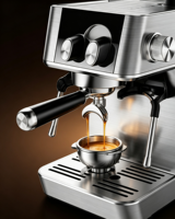 Cafetera Espresso Eléctrica Semiautomática Anbo Todo en Uno, Sistema de Preparación Francesa, 20 Bares de Presión, Acero Inoxidable Cónico, para el Hogar