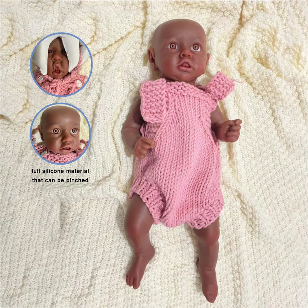 Tiefhaut individuell geöffnete Augen voll Silikon wiedergeborene Babypuppe niedliche Mädchen für Afrika Begleitung Kind 1:1 Simulation