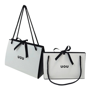 <strong>Custom</strong> Logo Eco-friendly Black White Foldable <strong>Paper</strong> Gift <strong>Bag</strong> Letter Pattern <strong>Design</strong> Digital Printing <strong>Custom</strong> High-End Candle Craft - Product Image 1