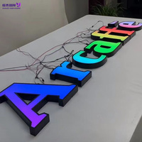 Enseigne LED à changement de couleur RVB, lettres en acrylique 3D, programmable par application, enseigne lumineuse multicolore pour bar, café, boutique