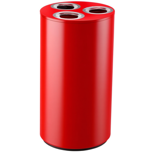 Contenitore per Rifiuti Riciclabili Rotondo con 3 Aperture in Acciaio Inossidabile 4000L Colore Rosso - Product Image 2