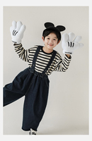 Pantalon à bord brut pour garçons avec bretelles cou-de-pied, épaules détachables Jeans en denim Automne Nouveaux pantalons amples décontractés pour enfants