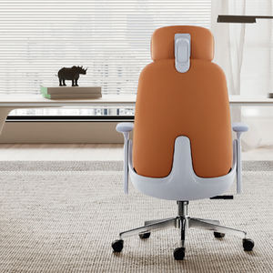 Chaise de bureau exécutive moderne en cuir véritable pivotante avec hauteur réglable et support lombaire pour une utilisation dans le salon - Product Image 6