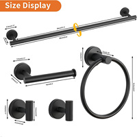 Ensemble d'accessoires de salle de bain noir mat 5 pièces avec porte-serviettes en acier inoxydable SUS304, barre porte-serviettes murale de 23,6 pouces