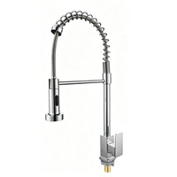 Robinet de cuisine monocommande à eau froide, à poser sur plan, avec douchette extractible, finition chromée, pour évier